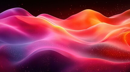 Poster - vibrant abstract waves of color in a dynamic landscape showcasing energy and movement at night