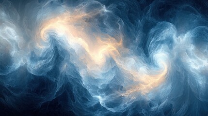 Poster - Colorful swirling clouds in deep blue space illustrating cosmic phenomena during the night