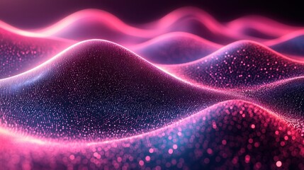 Poster - Colorful waves of light shimmer in a nighttime landscape, creating a mesmerizing abstract scene filled with vibrant hues