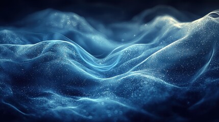 Poster - Swirling blue waves creating an ethereal, dreamlike effect in a tranquil setting at night