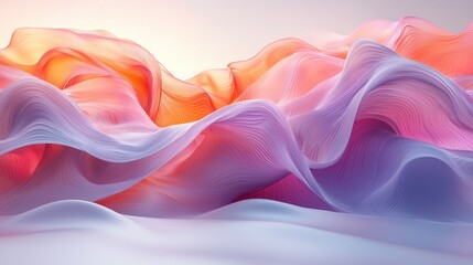 Poster - soft pastel waves of color undulating in a serene landscape during a dawn light with a gentle gradie
