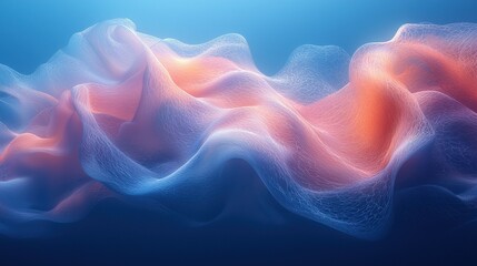 Poster - Fluid waves of soft colors swirl gracefully in a serene abstract composition, portraying motion in a calm underwater environment