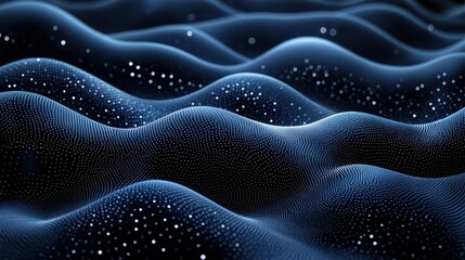 Aufkleber - Abstract representation of waves and stars in dark blue tones highlighting texture and depth during night time