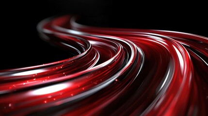 Poster - smooth red and black abstract design with flowing curves creating a dynamic visual effect