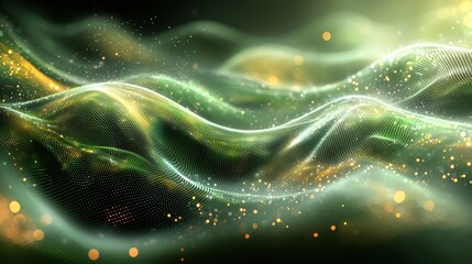 Poster - Abstract digital wave patterns create a mesmerizing landscape of colors and lights in a futuristic setting
