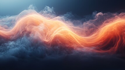 Poster - The artwork captures a swirling wave of smoke in rich orange and blue tones