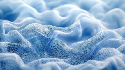 Aufkleber - Soft translucent fabric waves create a calming blue texture under natural light in a serene and peaceful setting