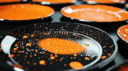 Wall Mural - Close-Up of Black and Orange Plates