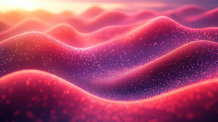 Poster - colorful abstract landscape of flowing waves during sunset creating a dreamy and vibrant atmosphere 