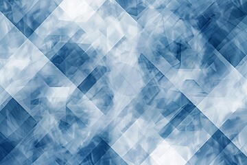 Poster - Abstract blue geometric pattern with soft clouds and overlapping shapes in a harmonious design during daylight hours. Generative AI