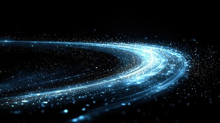 Poster - A dazzling swirl of blue light particles creating a mesmerizing effect against a dark background in a digital art composition