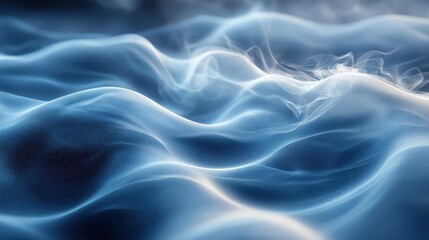 Poster - Soft blue waves of mist undulating gracefully in a serene setting evoking a sense of calm and tranquility at twilight