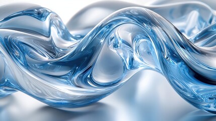 Aufkleber - Translucent blue waves create a serene and calming visual effect, showcasing the fluidity and elegance of water in a tranquil setting