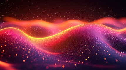 Poster - colorful abstract waves of light and particles create a mesmerizing visual effect in a dark environm