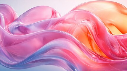 Poster - swirling pastel colors blend in a captivating abstract display, showcasing shades of pink and orange