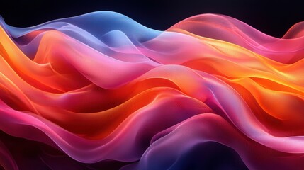 Poster - Colorful abstract wave patterns create a vibrant background in shades of pink, orange, and blue for artistic and creative design purposes