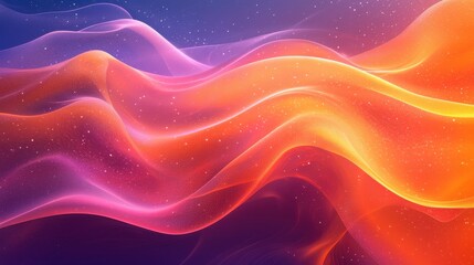 Poster - colorful flowing waves with vibrant shades of orange and purple set against a starry night backdrop
