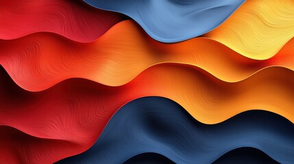 Poster - colorful abstract waves flowing in vibrant patterns showcasing blues, reds, and oranges in stunning 