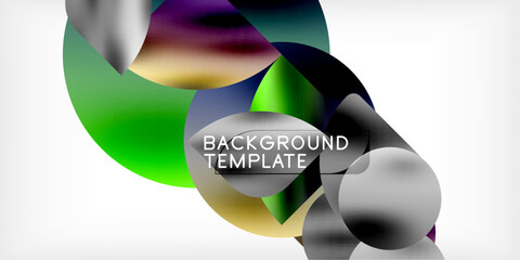 Fototapete - Color geometric shapes background shadow circles