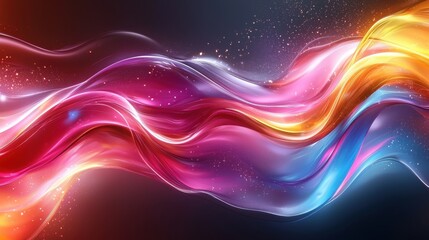 Aufkleber - a vibrant wave of colors flows seamlessly across a dark background, creating an abstract visual disp