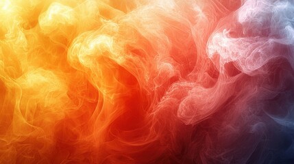 Poster - Colorful smoke swirls blend vibrant orange and blue shades in an abstract digital artwork creating a dynamic visual effect