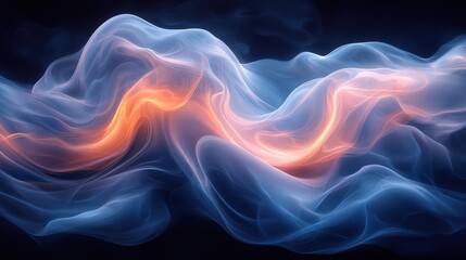 Poster - A captivating display of swirling colors and light patterns resembling flowing smoke or waves in a dramatic dark setting
