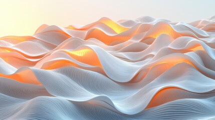 Poster - Abstract White Wave Background 3D Render Soft Light Elegant Design Texture