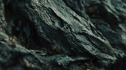 Poster - Dark, Textured Close-up of Rough, Weathered Bark or Rock Surface