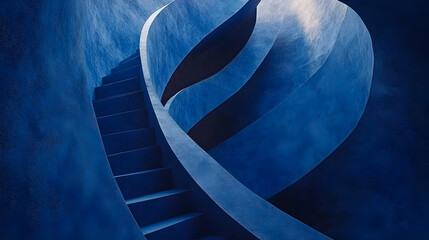 Sticker - Abstract Blue Staircase Illustration