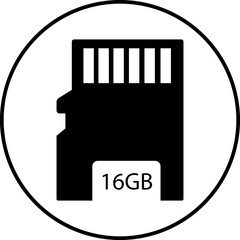 Poster - 16GB Memory card icon in trendy black flat style. Design can use for web and mobile app. Data storage vector. Micro SD memory storage multimedia card and adapter isolated on transparent background.