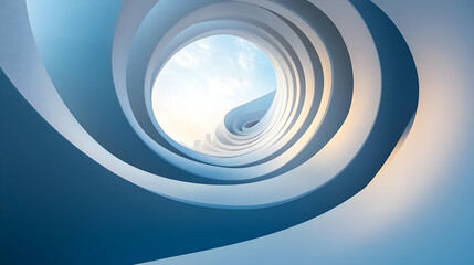 Wall Mural - Abstract 3D Background with Circular Shapes and Sky View