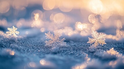 Poster - Delicate Snowflakes Glistening in Golden Sunlight