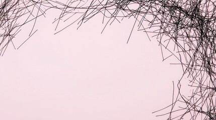 Poster - Abstract Pink Background with Randomly Arranged Black Lines
