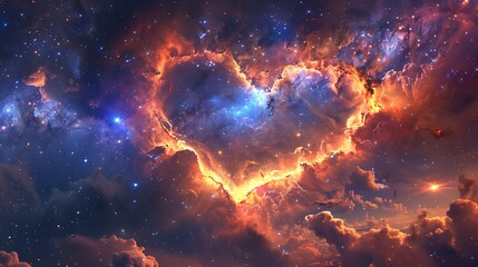 Leinwandbilder - Abstract space background with heart shape