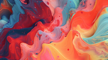 Poster - Fantastic Multicolored Abstract Painting With liquid art