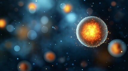 Poster - Close-Up View of Cancer Cells Under Microscope, Revealing Intricate Details of Cellular Structures and Vibrant Elements in a Scientific Context