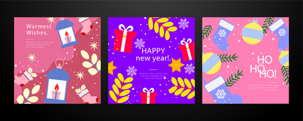 Poster - Festive Christmas Card Designs With Modern Graphic Illustrations