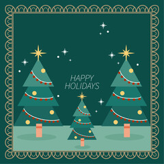 Poster - Colorful Christmas Tree Design With Festive Typography Art. Perfect for Festive Greeting Cards, Holiday Decor, and Seasonal Designs.