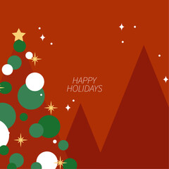 Poster - Colorful Christmas Tree Design With Festive Typography Art. Perfect for Festive Greeting Cards, Holiday Decor, and Seasonal Designs.