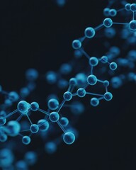 Poster - Molecular interaction visualized science lab abstract illustration dark background close-up scientific concept
