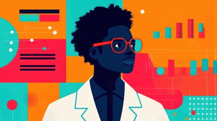 Poster - Innovative scientist analyzing data in modern office environment