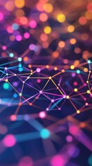 Fototapete - Dynamic network connections abstract art digital medium colorful background close-up technology concept