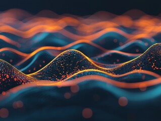 Fototapete - Dynamic wave patterns abstract visualization digital art futuristic close-up energy concepts