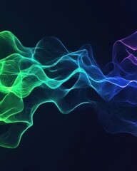 Fototapete - Dynamic wave patterns in abstract digital art studio setting graphic design dark background creative concept