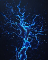 Poster - Dynamic blue neural network visualization abstract science digital environment close-up view technology concept