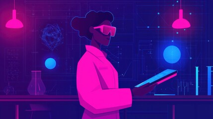 Poster - Innovative scientist analyzing data in laboratory environment