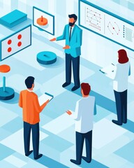Poster - Business presentation on data analysis tools office digital illustration professional environment eye level collaboration insights