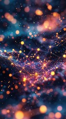 Fototapete - Dynamic connection of lights and colors abstract concept digital art cosmic environment wide view visual representation