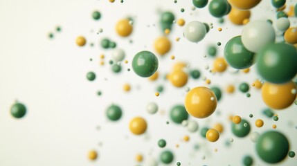 Fototapete - Dynamic motion of colorful spheres abstract background digital art minimalist setting close-up perspective