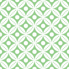 Wall Mural - seamless green and white oriental circular pattern vector